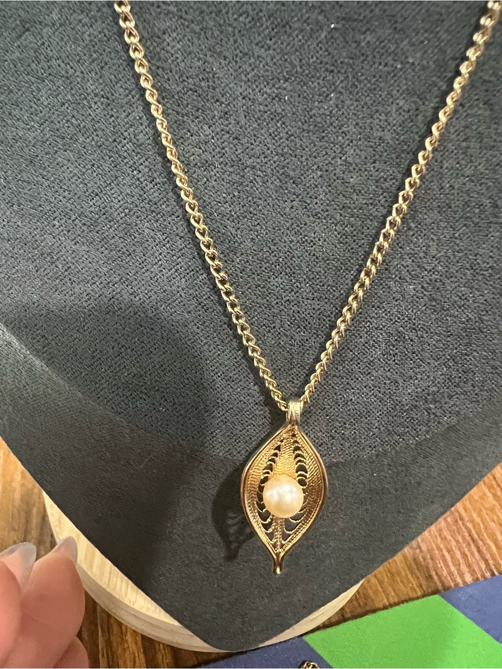 Sarah Cov Gold-Tone Filigree Pendant Necklace with Pearl Accent